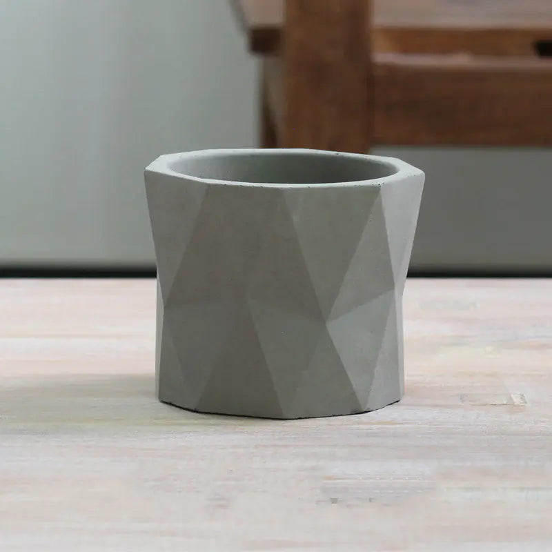 Diamond Pattern Cement Flower Pot for Modern Decor